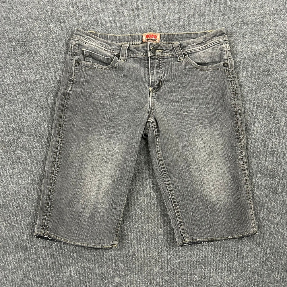 No Boundaries Denim Shorts Womens 13 Grey Bermuda Slim Fit Flap Pocket Stretch